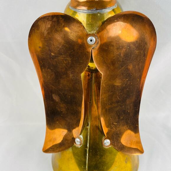 Vintage Handmade Brass & Copper Christmas Angel Taper Candlestick Holder Mexico - Picture 7 of 9